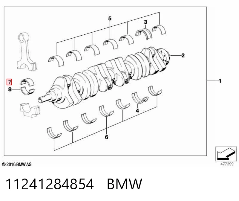 Вкладыши коленвала шатунные комплект 2-й ремонт на BMW 7  E38