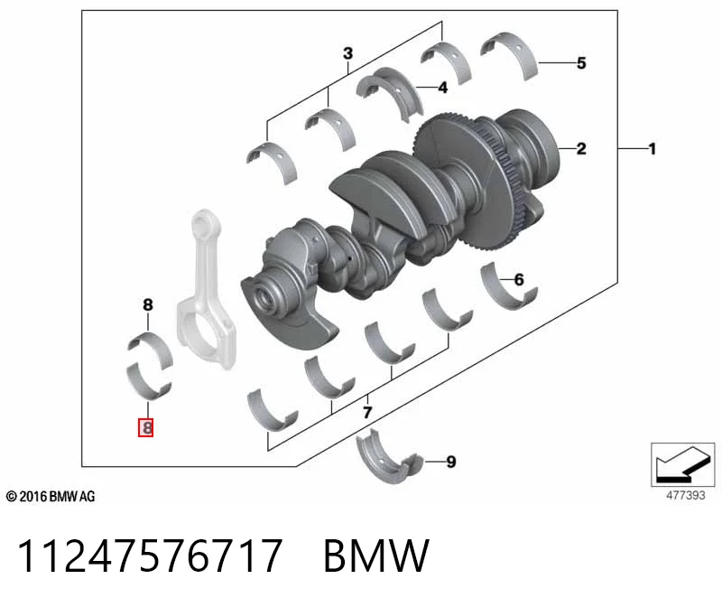 11247576717 BMW Комплект подшипников скольжения