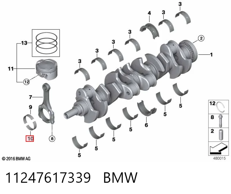 11247617339 BMW Комплект подшипников скольжения