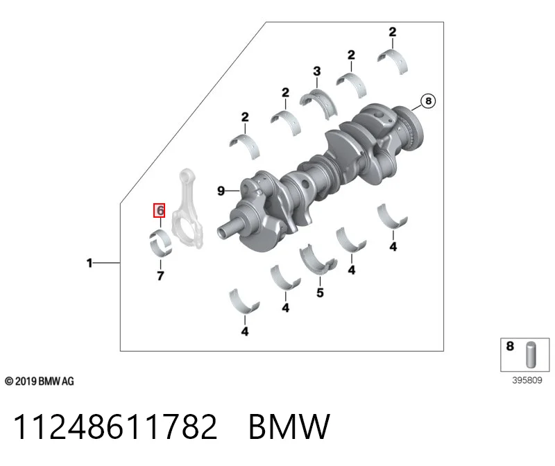 11248611782 BMW Комплект подшипников скольжения коленвала