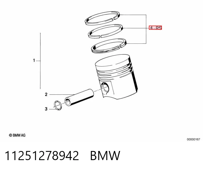 11251278942 BMW Поршневые кольца на 1 цилиндр, STD