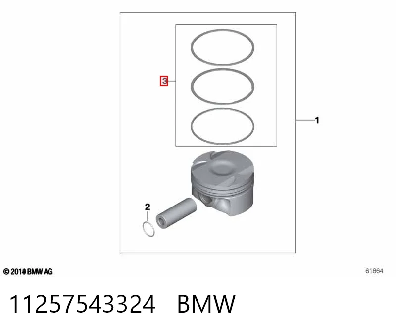 11257543324 BMW Поршневые кольца на 1 цилиндр, STD