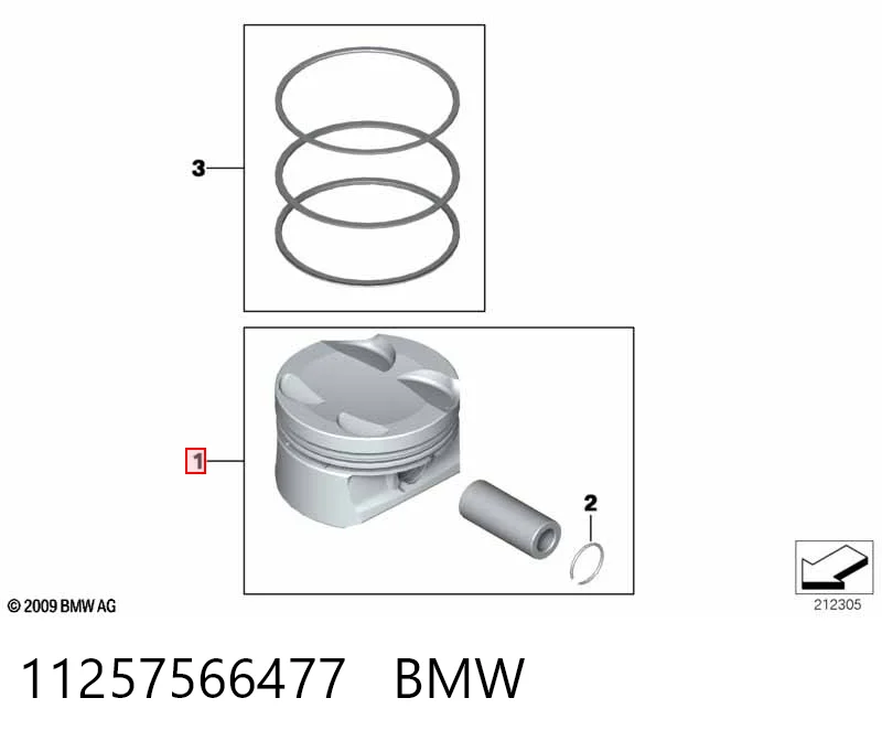 11257566477 BMW Поршень в комплекте на 1 цилиндр, STD