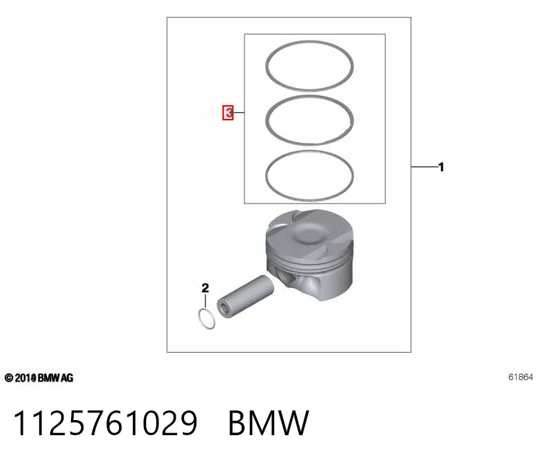 1125761029 BMW Кольца поршневые компрессора, на 1 цилиндр, STD