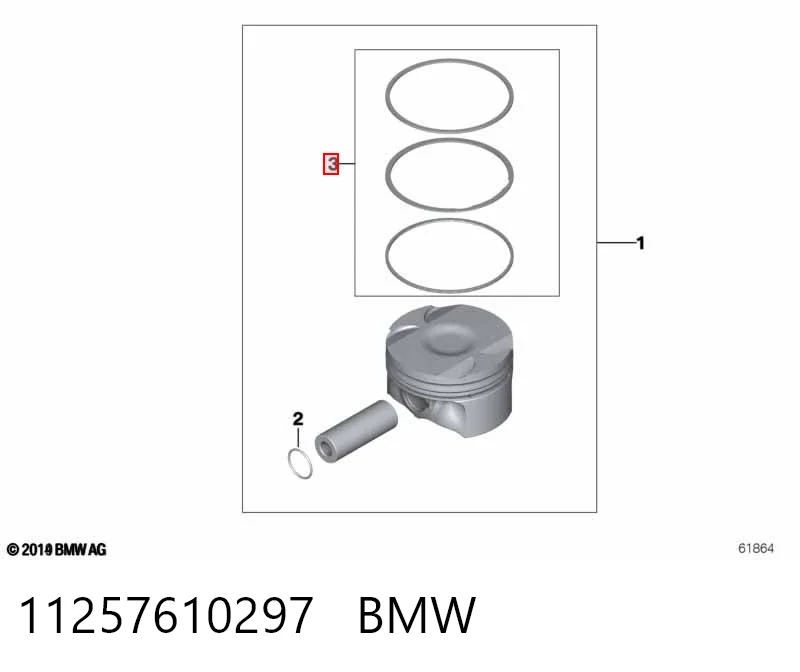 Кольца поршневые компрессора на 1 цилиндр, STD 7610295 BMW