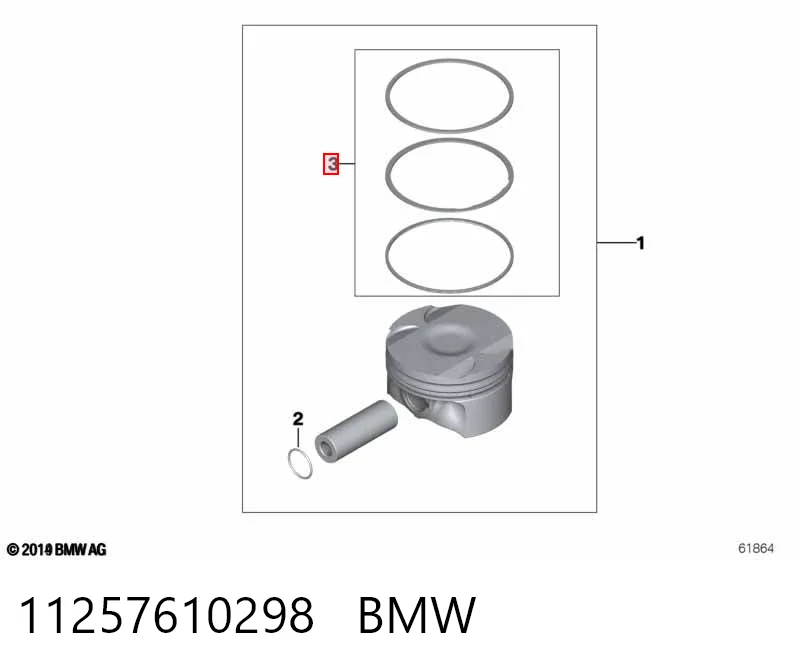 11257610298 BMW Кольца поршневые компрессора, на 1 цилиндр, STD