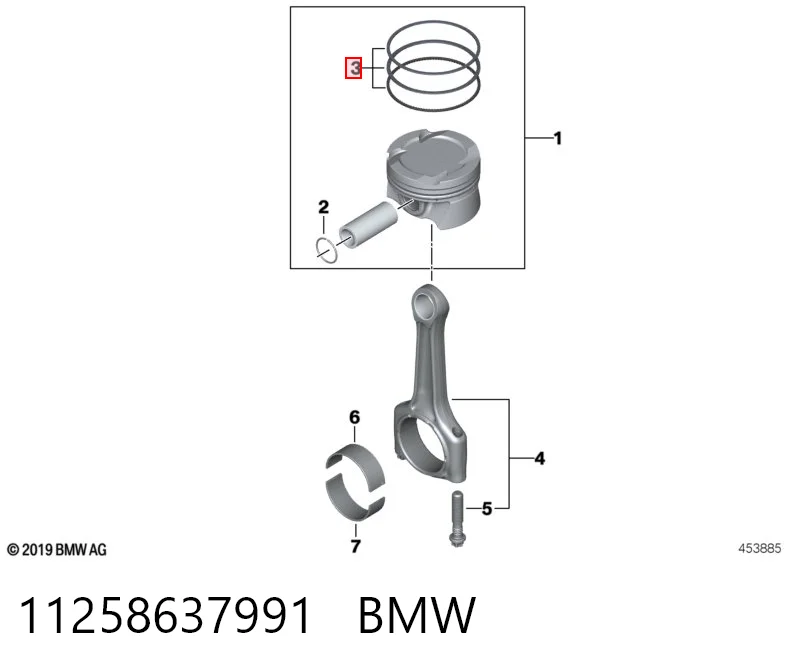 Комплект поршневых колец на 1 цилиндр, STD AND 3M107008