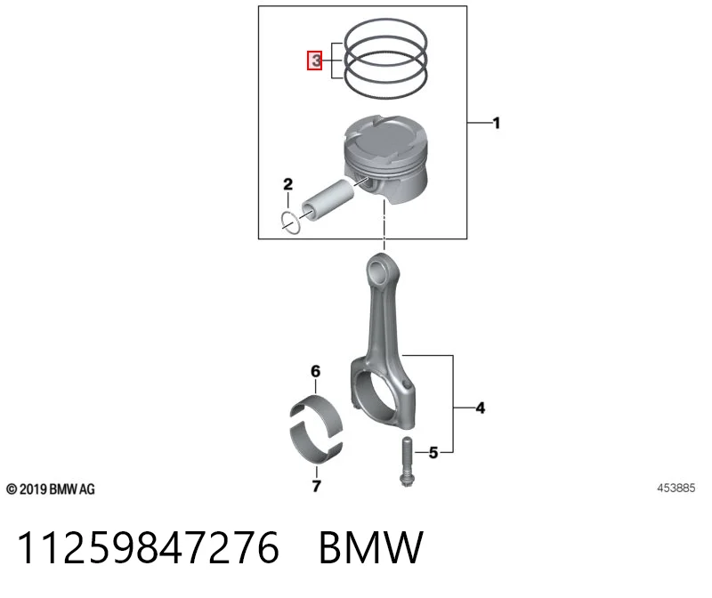 Комплект поршневых колец на 1 цилиндр, стандарт 3M107008 AND