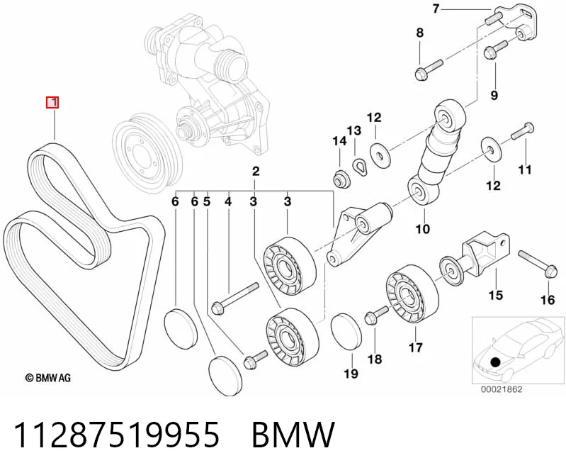11287519955 BMW Поликлиновый ремень