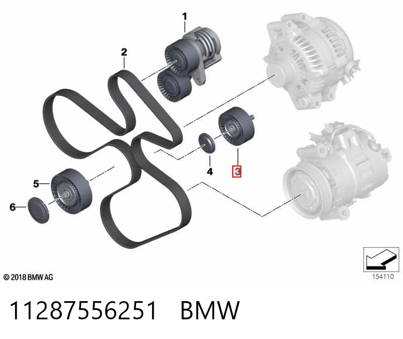 11287556251 BMW Ролик приводного ремня, паразитный