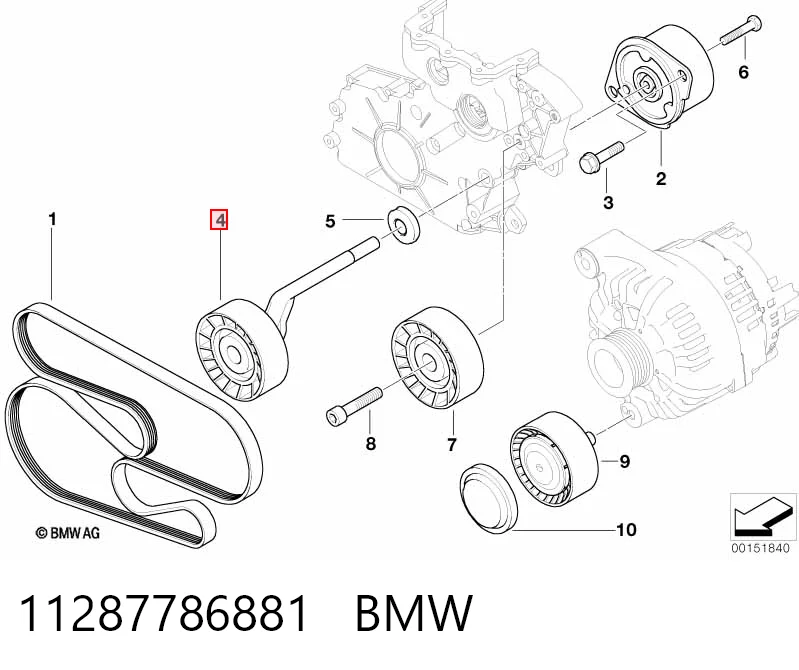 11287786881 BMW Ролик натяжителя ремня агрегатов