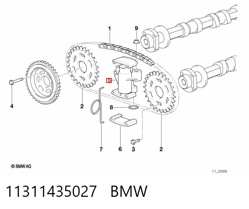 11311435027 BMW Натяжитель цепи ГРМ распреддвалов левый