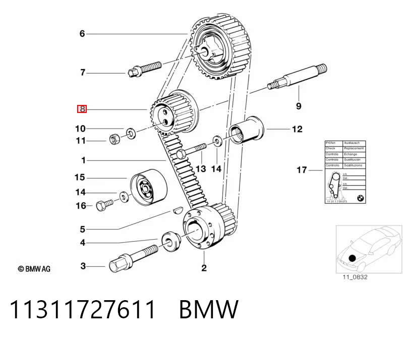 Ролик натяжителя ремня газораспределения BMW 5 седан (E34) (1987 - 1995) цена, от 32.35 USD