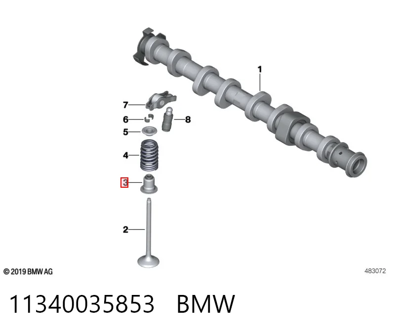 11340035853 BMW Сальник клапана (маслосъёмный), выпускного, комплект