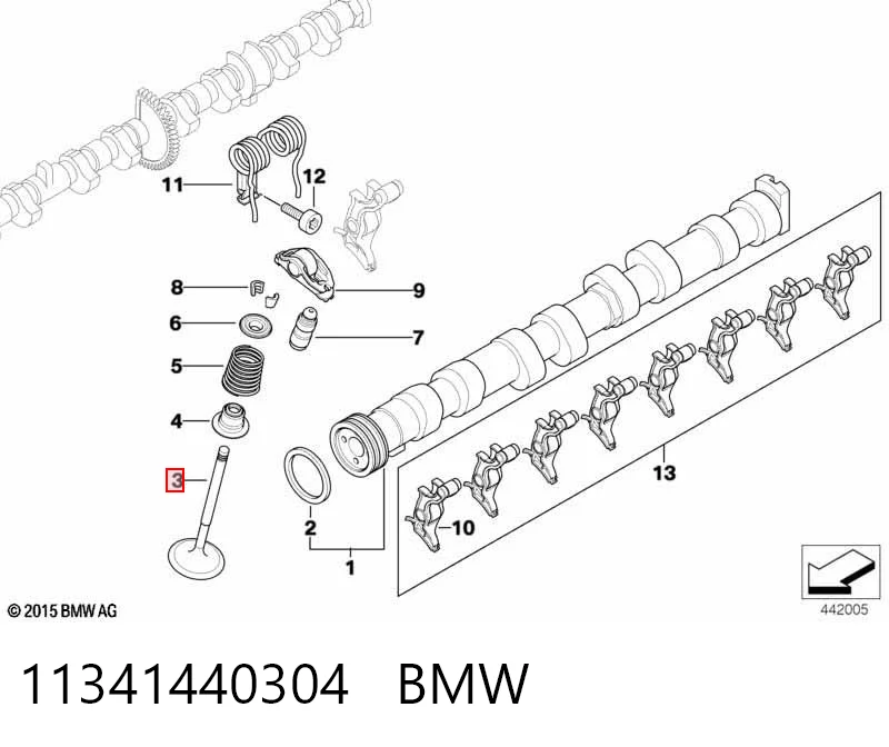 11341440304 BMW Впускной клапан