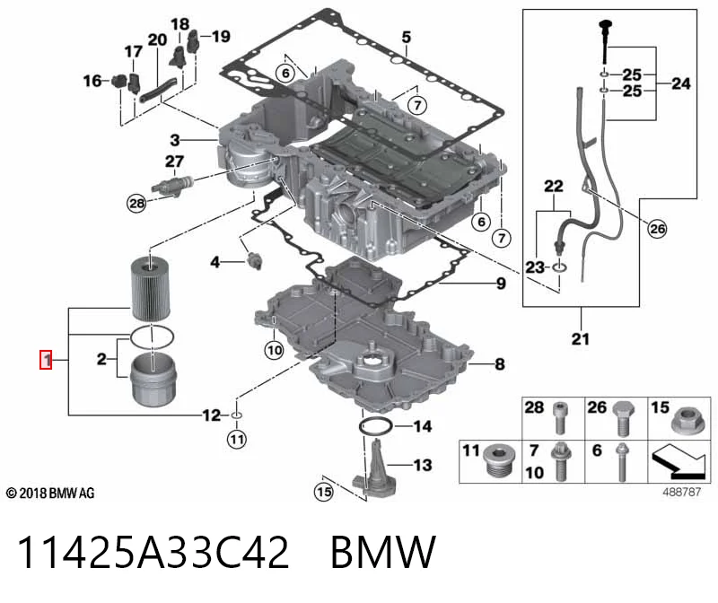 11425A33C42 BMW Масляный фильтр двигателя