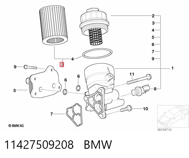 11427509208 BMW Масляный фильтр двигателя