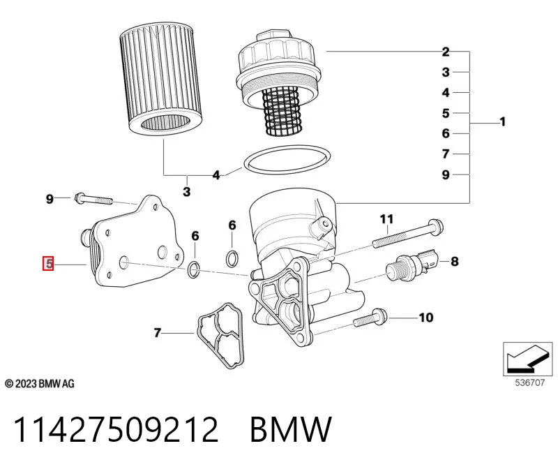 11427509212 BMW Радиатор масляный (холодильник) под фильтром