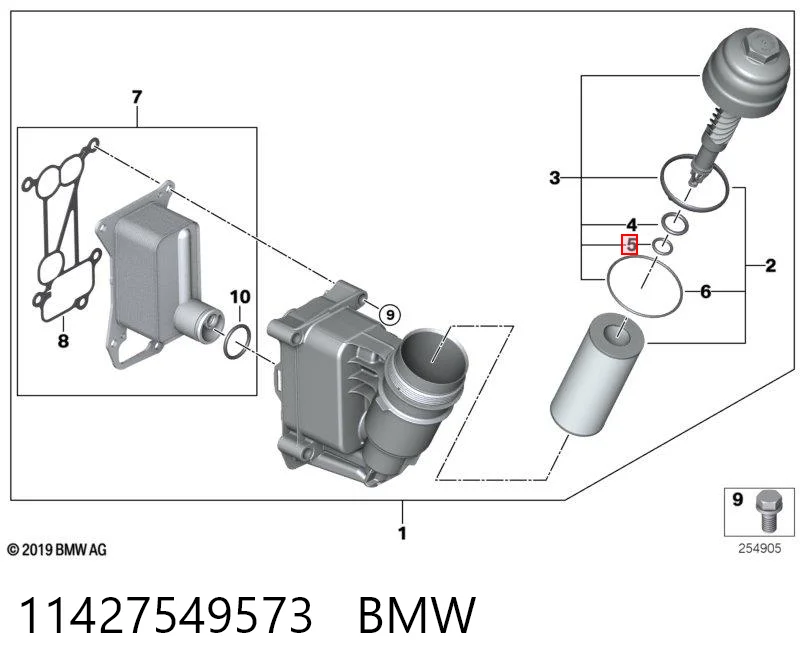11427549573 BMW Кольцо крышки масляного фильтра внутреннее