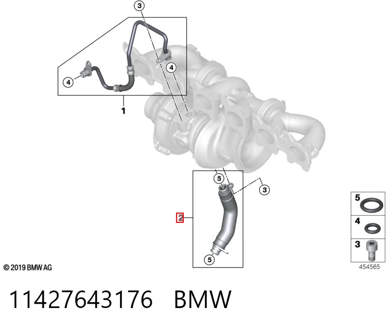11427643176 BMW Трубка (шланг) отвода масла от турбины