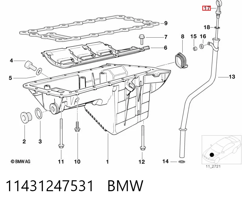 Щуп (индикатор) уровня масла в двигателе BMW 3 E36