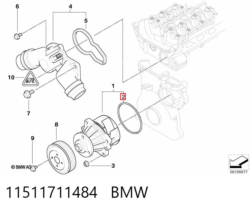 11511711484 BMW Прокладка водяного насоса