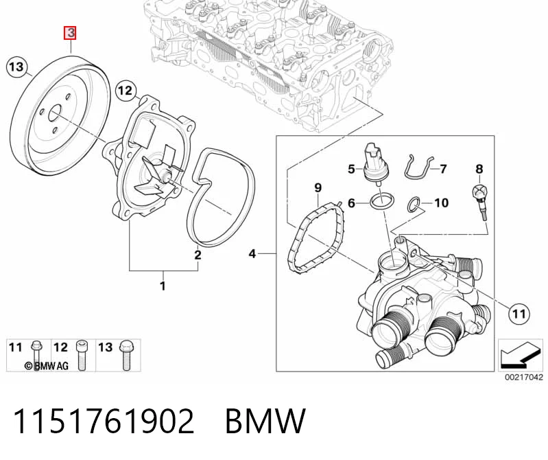 1151761902 BMW Шкив водяной помпы