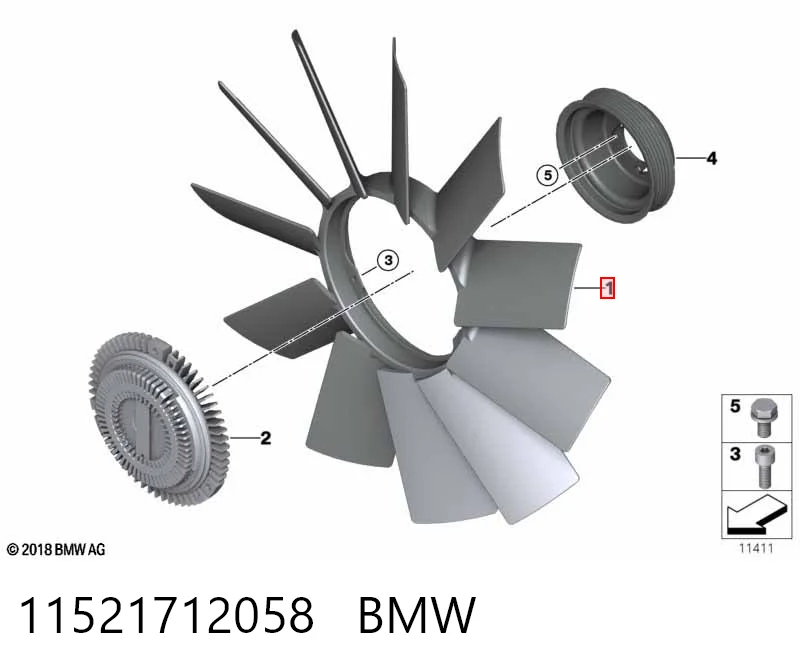 11521712058 BMW Крыльчатка радиатора охлаждения
