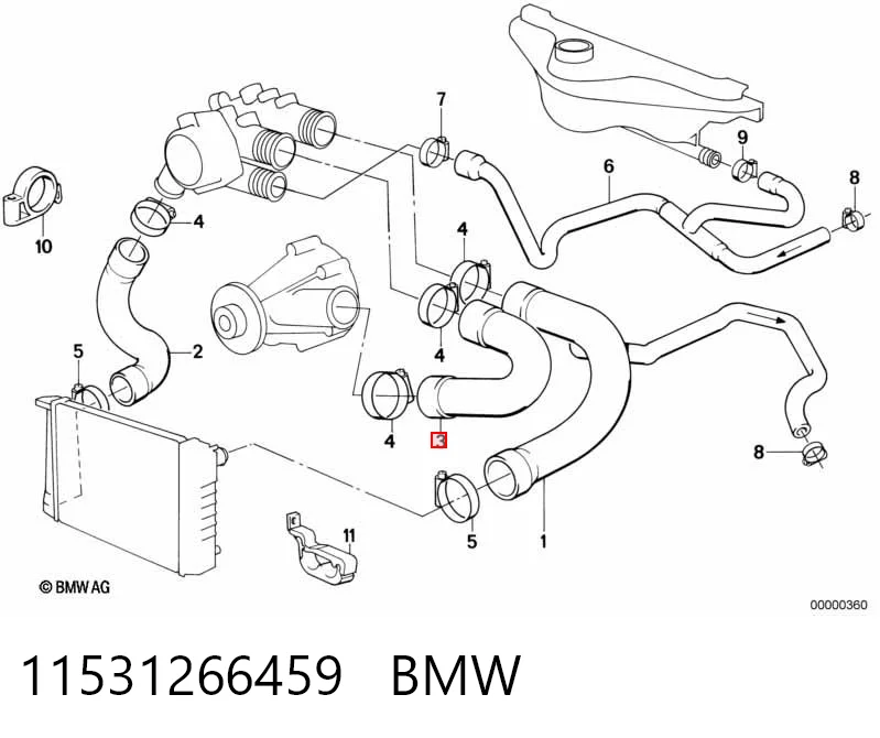 11531266459 BMW Шланг термостата