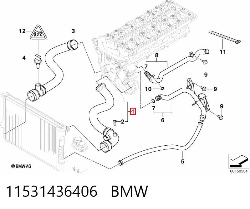 11531436406 BMW Шланг системы охлаждения
