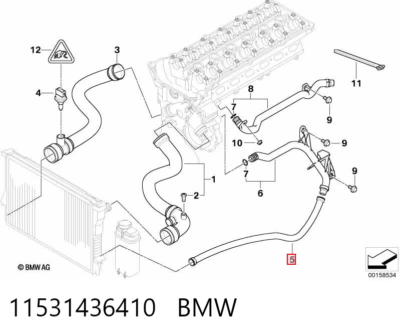 11531436410 BMW Патрубок радиатора охлаждения нижний