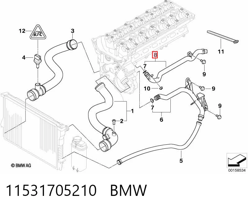 11531705210 BMW Шланг термостата