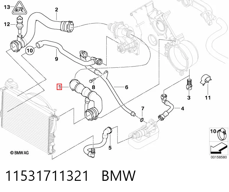 11531711321 BMW Шланг системы охлаждения
