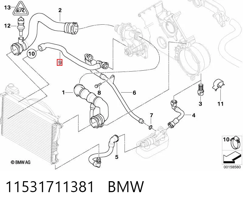 11531711381 BMW Шланг системы охлаждения