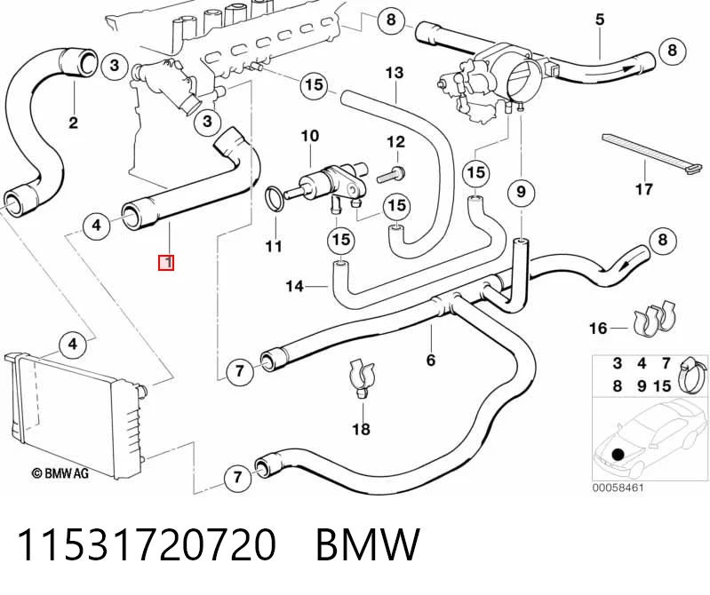 11531720720 BMW Шланг системы охлаждения