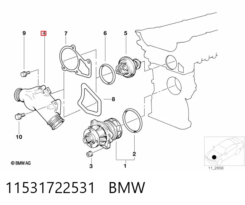 11531722531 BMW Корпус термостата в сборе