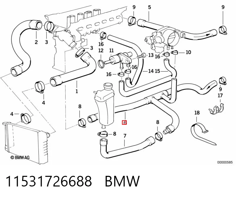 11531726688 BMW Шланг термостата
