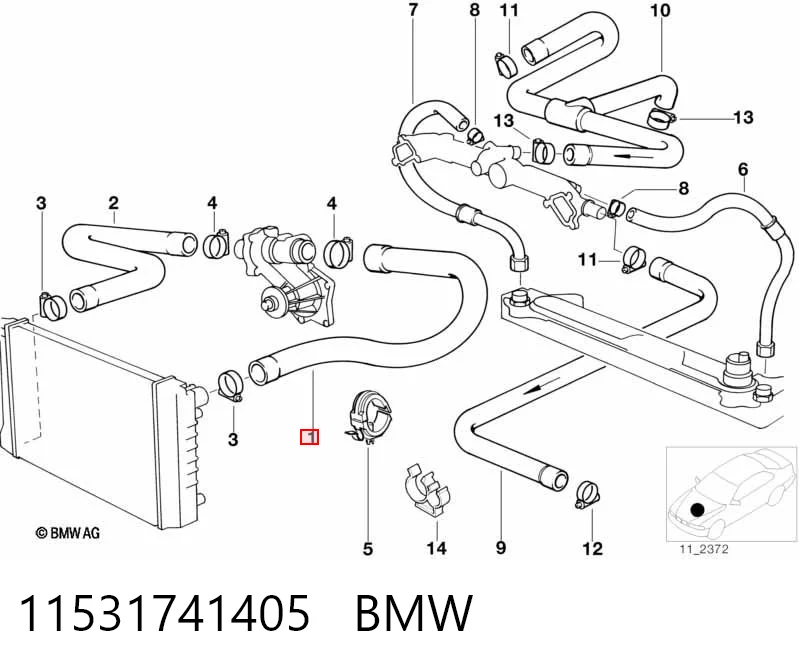  Патрубок радиатора BMW 7 