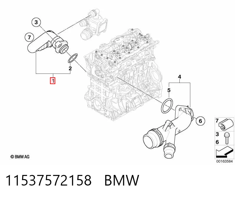 11537572158 BMW Шланг (патрубок) термостата