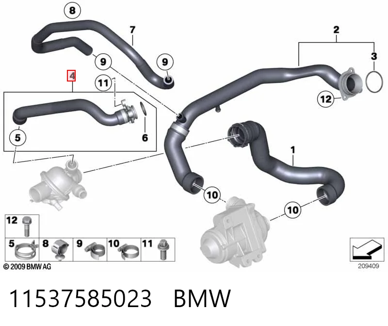 11537585023 BMW Шланг термостата
