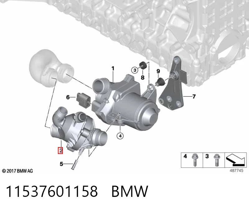 11537601158 BMW Корпус термостата в сборе
