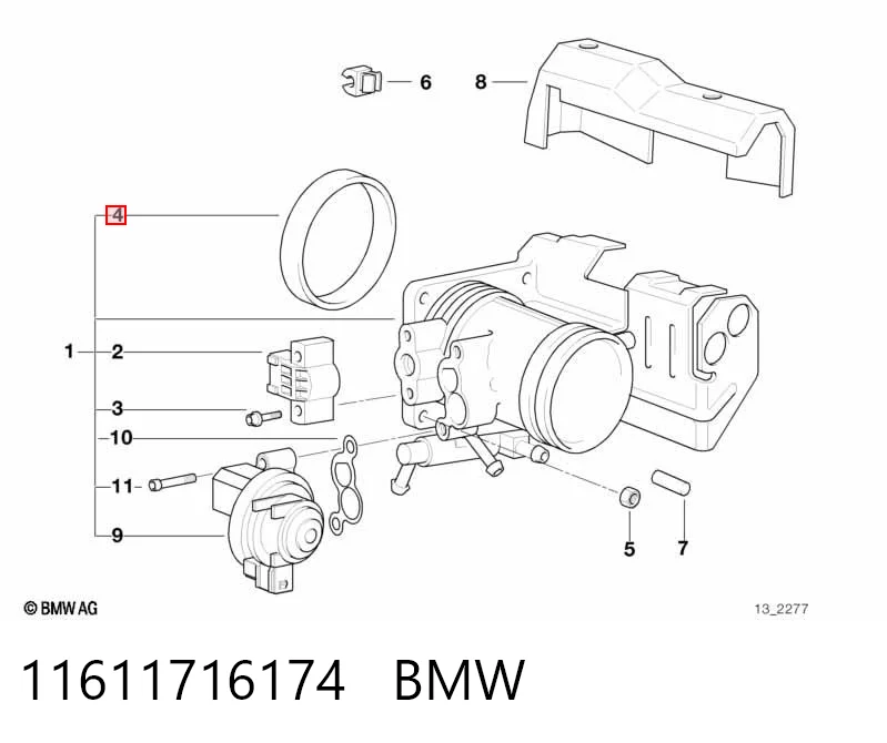 11611716174 BMW Прокладка дроссельной заслонки