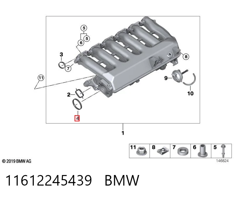 11612245439 BMW Прокладка EGR клапана рециркуляции