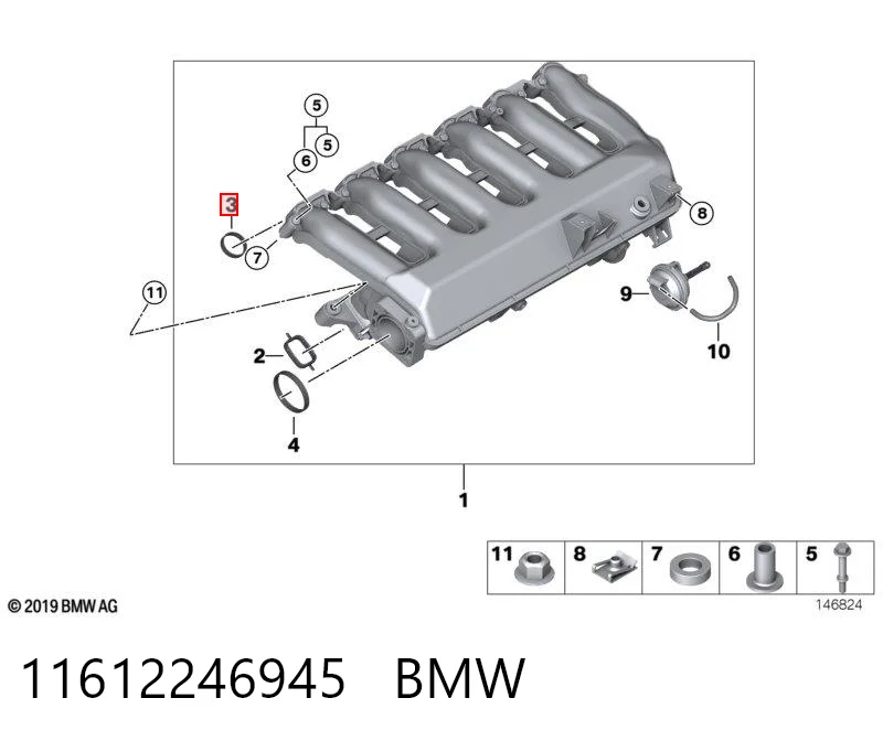 11612246945 BMW  Прокладка впускного коллектора