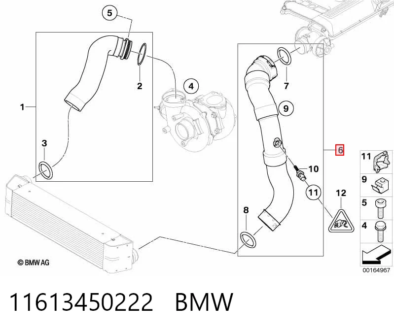 11613450222 BMW Патрубок интеркуллера