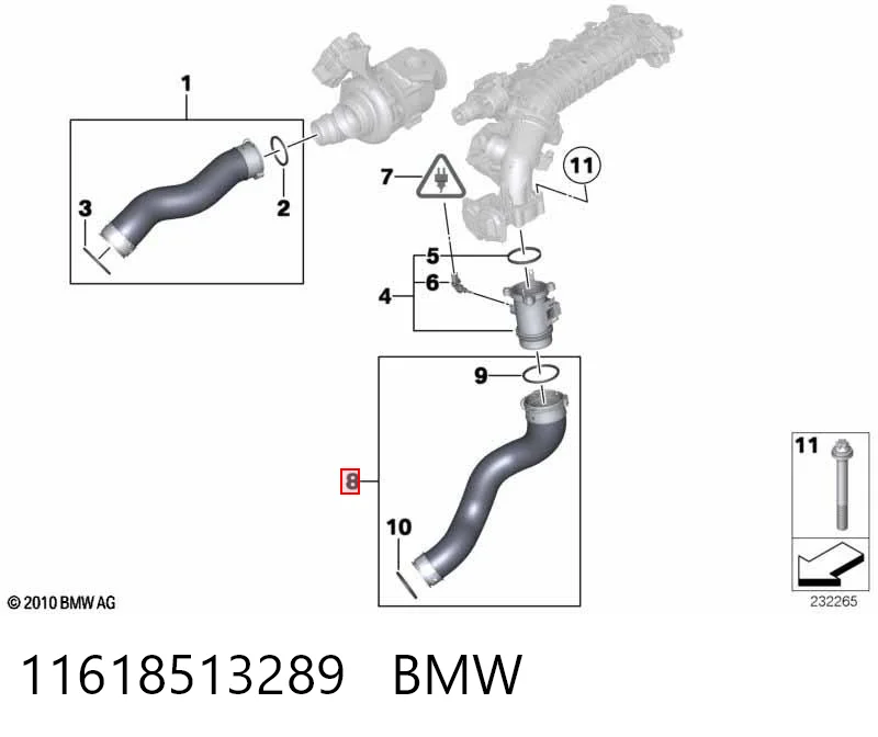 11618513289 BMW Патрубок интеркуллера