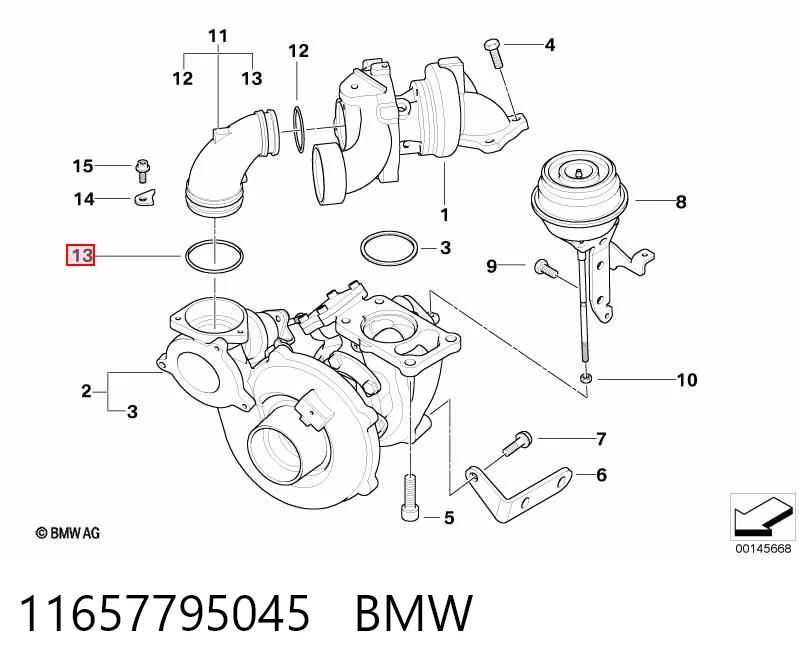 11657795045 BMW Кольцо патрубка турбины, нагнетаемого воздуха
