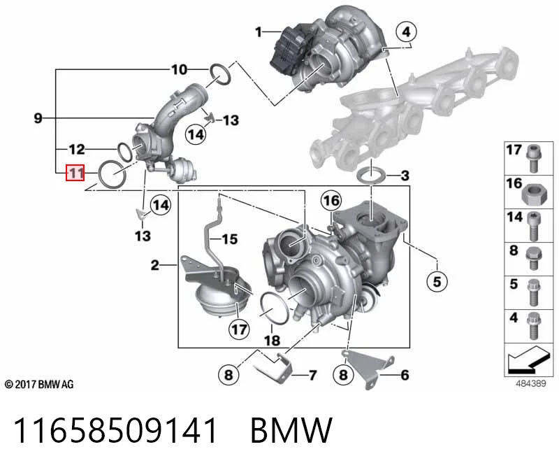 11658509141 BMW Кольцо патрубка турбины, нагнетаемого воздуха