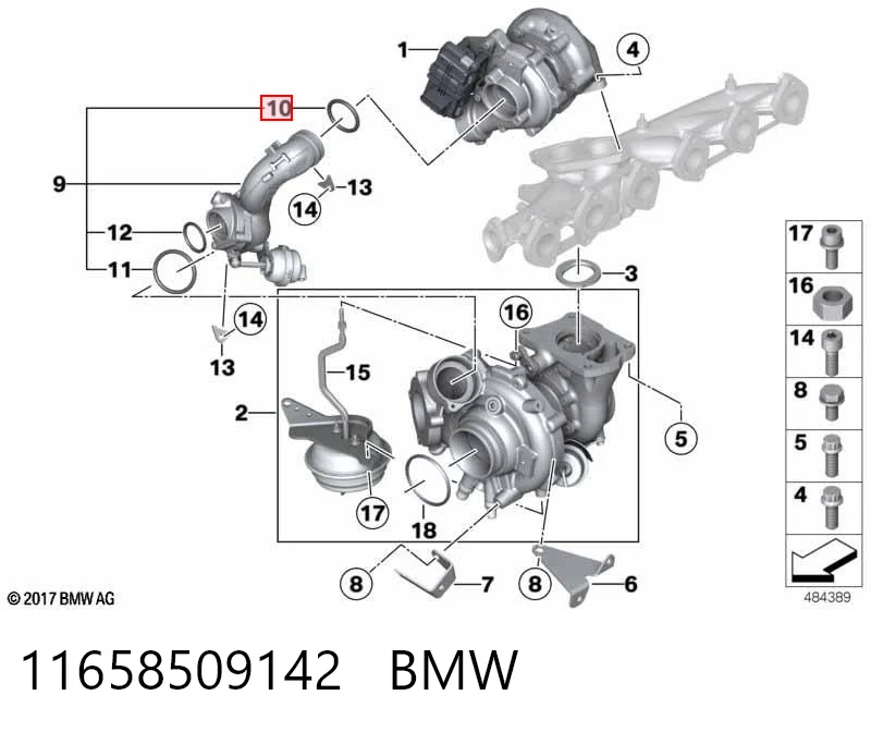 11658509142 BMW Кольцо патрубка турбины, нагнетаемого воздуха