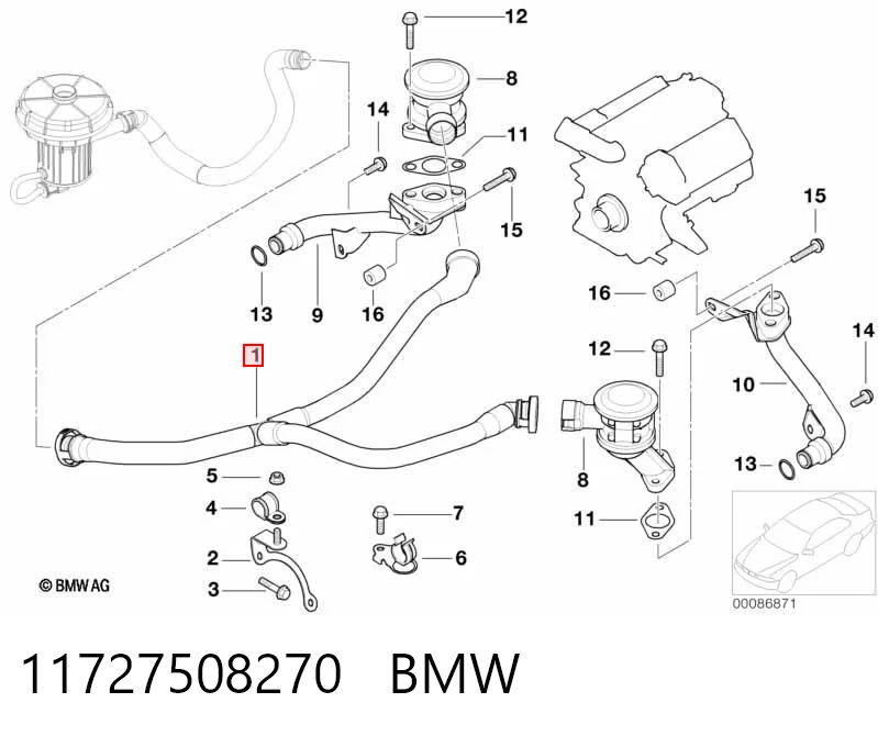 11727508270 BMW Шланг для удаления воздуха